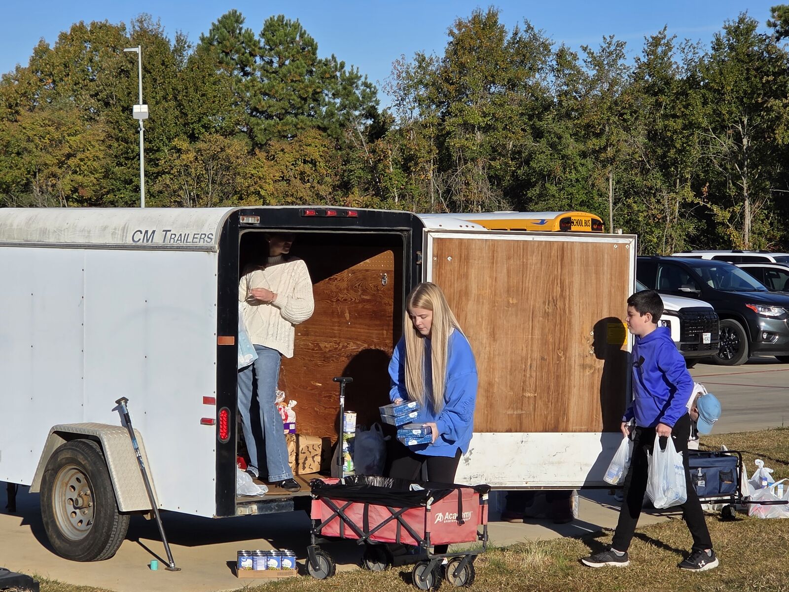 food pantry donations loaded into truck