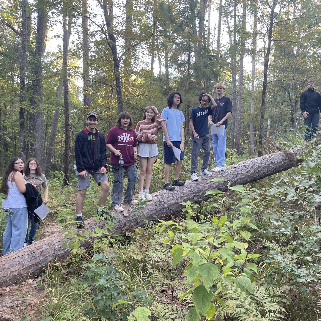 forestry students in woods
