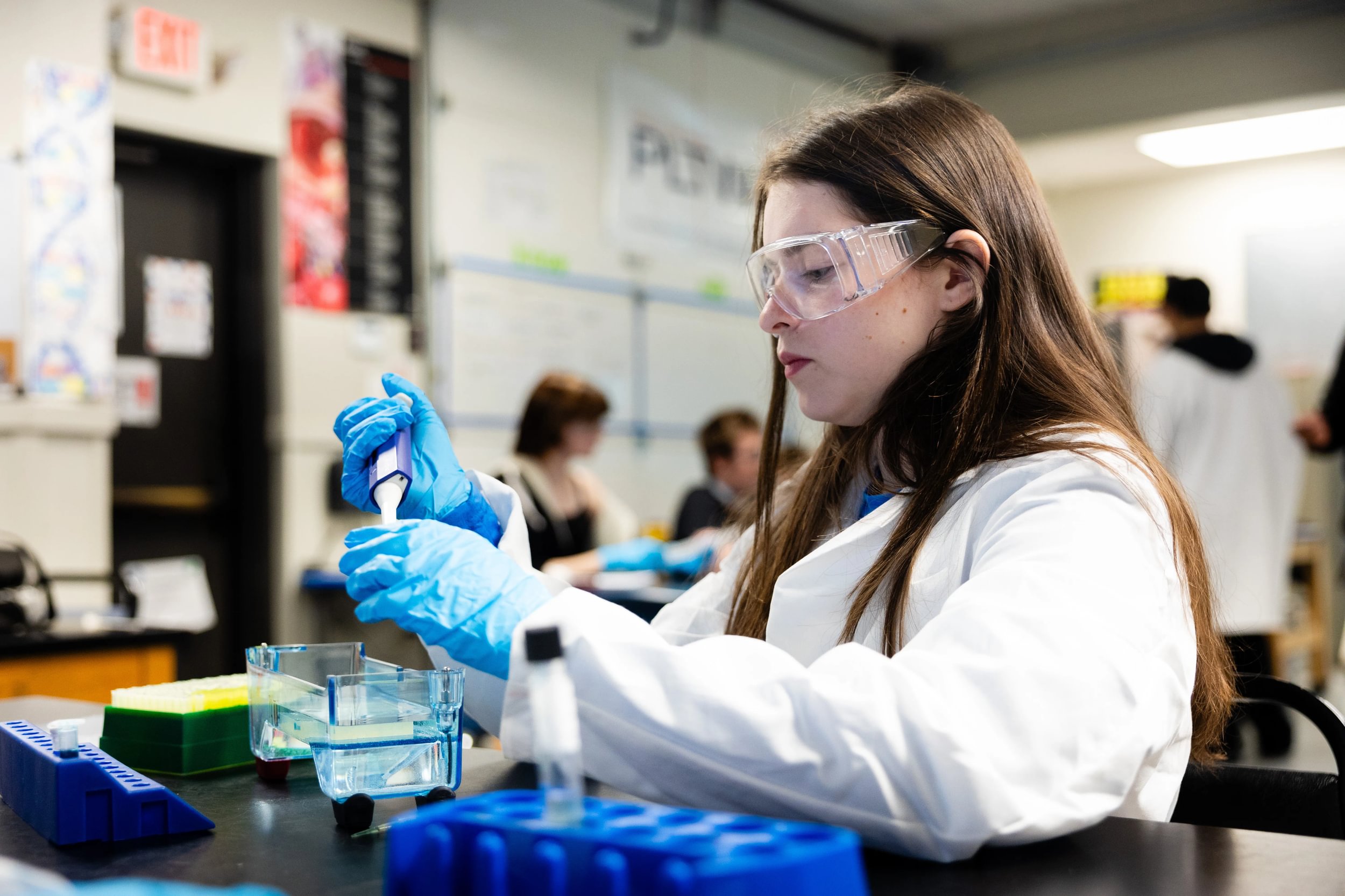 student in lab